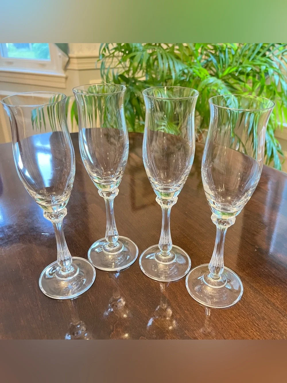 Set of 4 Mikasa Ardmore Crystal Champagne Flutes W. Germany Vintage Stemware